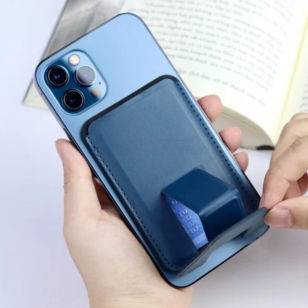 Ví da đựng thẻ kiêm giá đỡ Magsafe cho iphone 12 13 14 mini pro plus max hút lưng từ tính