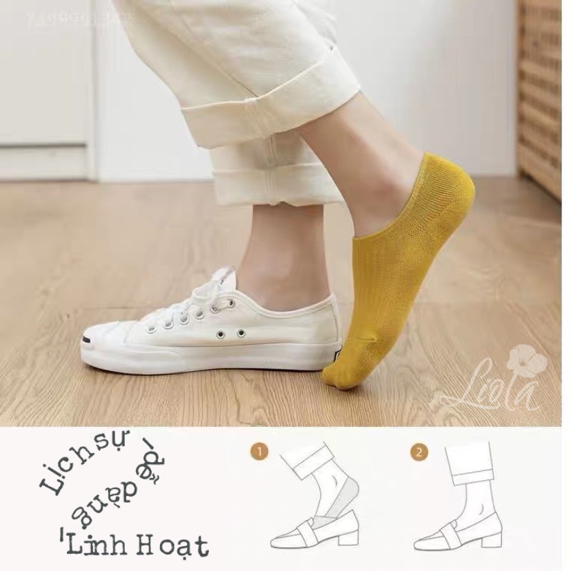 Tất nữ lười chất liệu cotton trơn basic_Vớ nữ ngắn nửa bàn loại 1