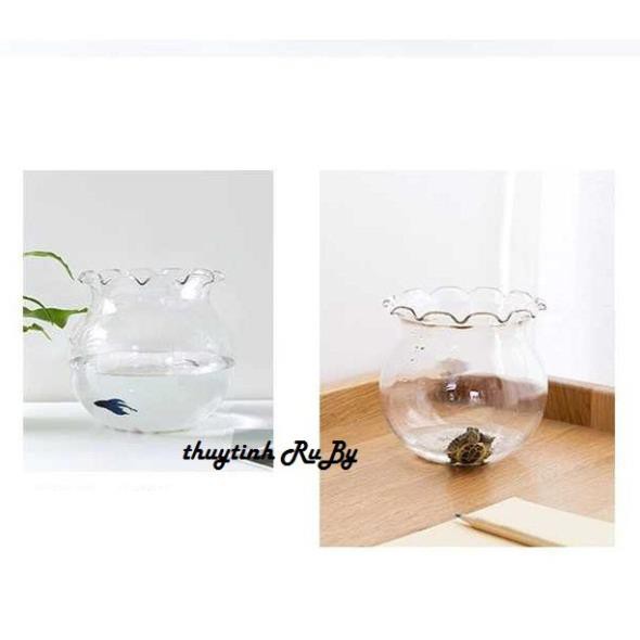 Bể Cá Thủy Tinh, Hồ Cá Mini, Chậu Cây Thủy Sinh Để Bàn B1 (D13CM X H14CM)