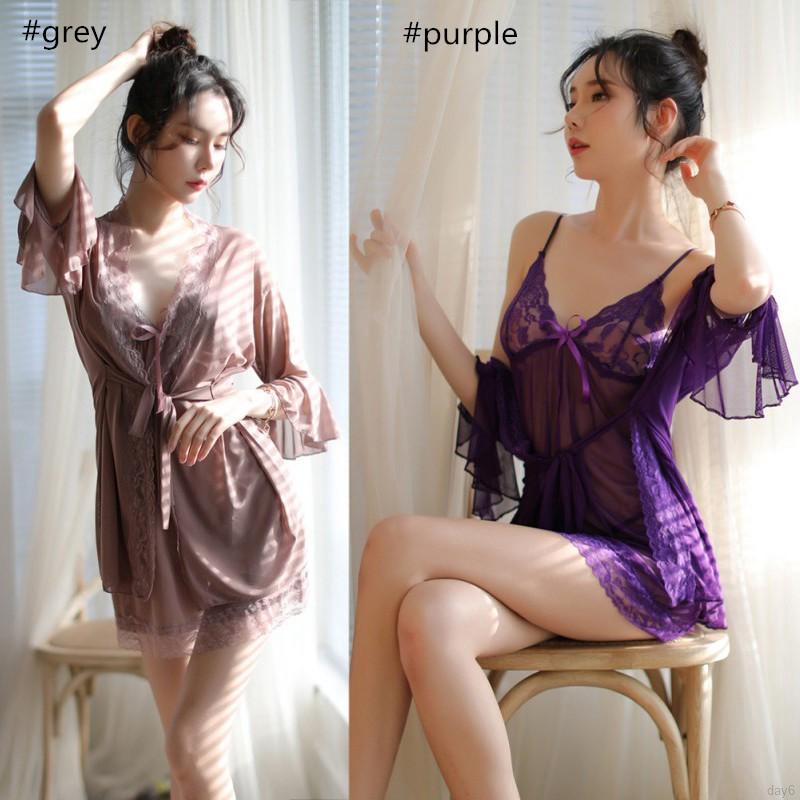 Đầm ngủ phối ren kiểu dáng Hàn Quốc quyến rũ cho nữ