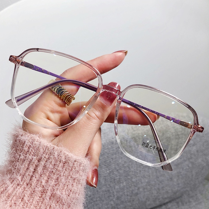 Mắt Kính Gọng Đa Giác Chống Ánh Sáng Xanh Phong Cách Hàn Quốc Cho Nữ