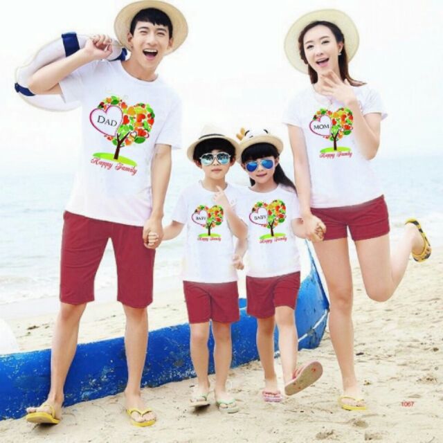 Áo gia đình Happy Family chất cotton loại 1 bán shop đủ màu đủ size từ 5-100kg