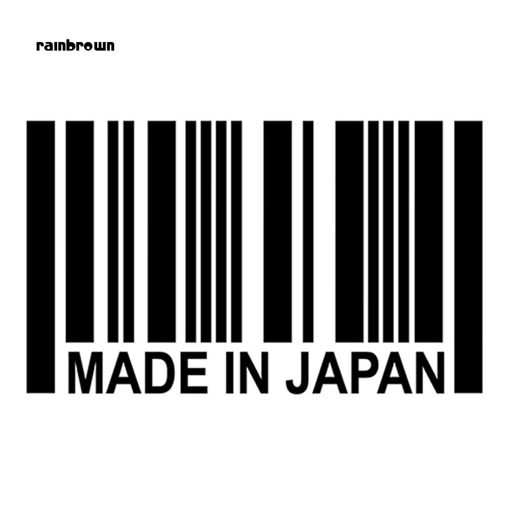 Nhãn dán hình mã vạch và chữ made in Japan trang trí ô tô