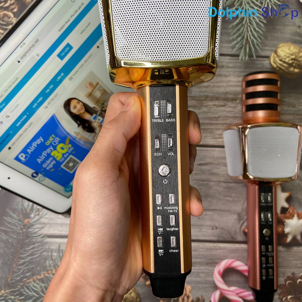 Micro Karaoke Bluetooth SD-17 Kiêm Loa Không Dây, Bass Siêu Trầm Ấm, Hỗ Trợ Đầu Bảo Vệ Mic, Gắn Usb, Thẻ Nhớ, Cổng 3