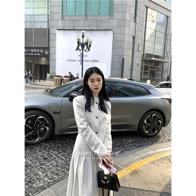 FXDAZI Phong cách mùa thu mới!  dài tay Cardigan Jacket+Pleated Dress Pháp thanh lịch cao cấp