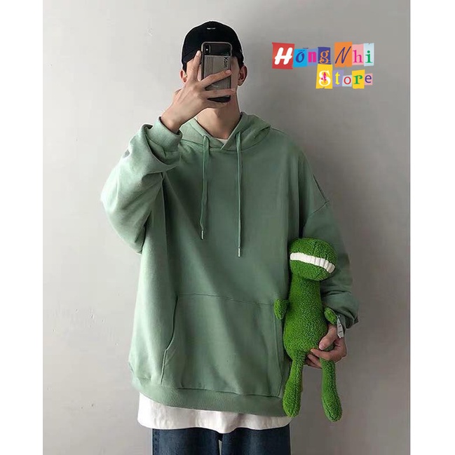 Áo Khoác Hoodie Trơn Ulzzang Unisex Màu Xanh Đậu Chất Nỉ Bông Cao Cấp Dáng Rộng Nam Nữ - MM