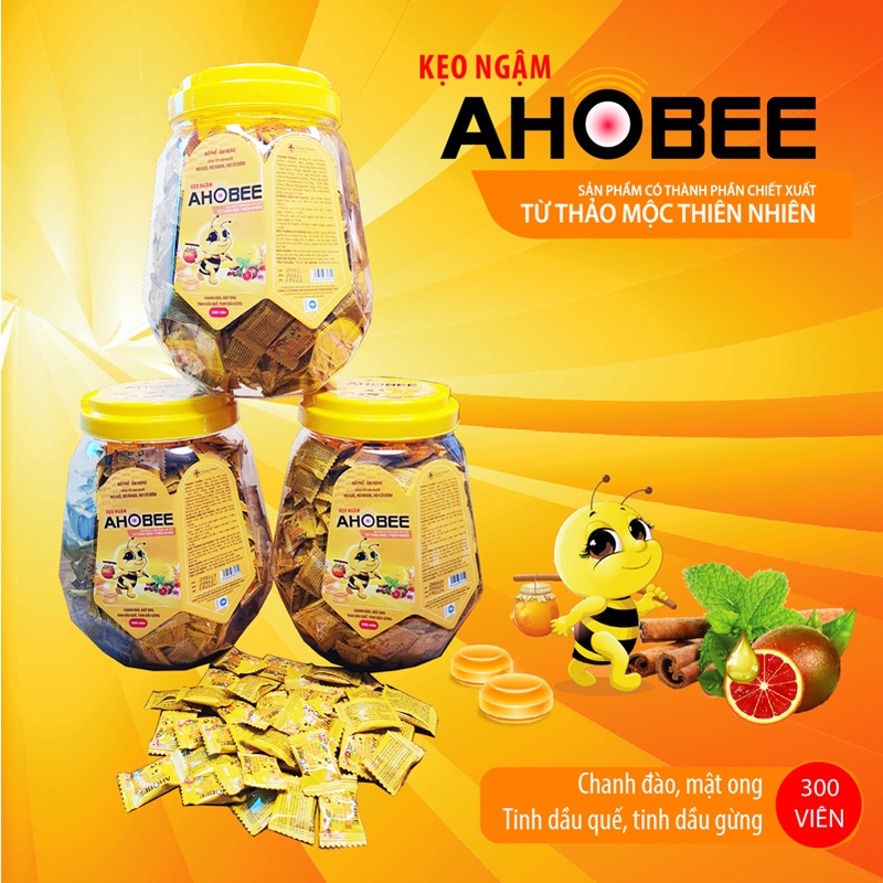 Kẹo Ngậm Giảm Ho Ngứa Rát Họng Green Heart Pharma AHOBEE Hũ 300 viên