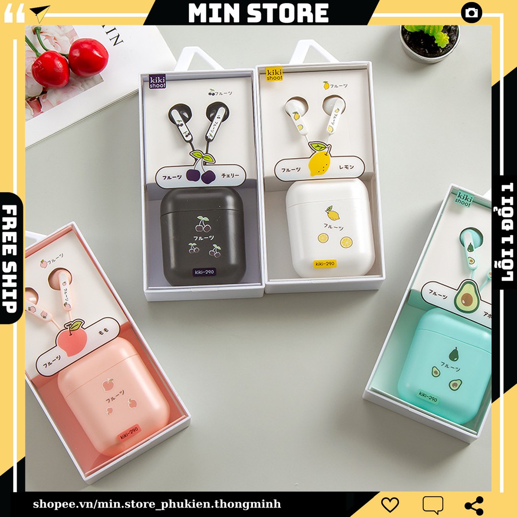 Bộ Tai Nghe Và Hộp Đựng Hàn Quốc Cực Cute ( KIKI ) - Có Micro Đàm Thoại - Âm Thanh Hay -  Min STORE