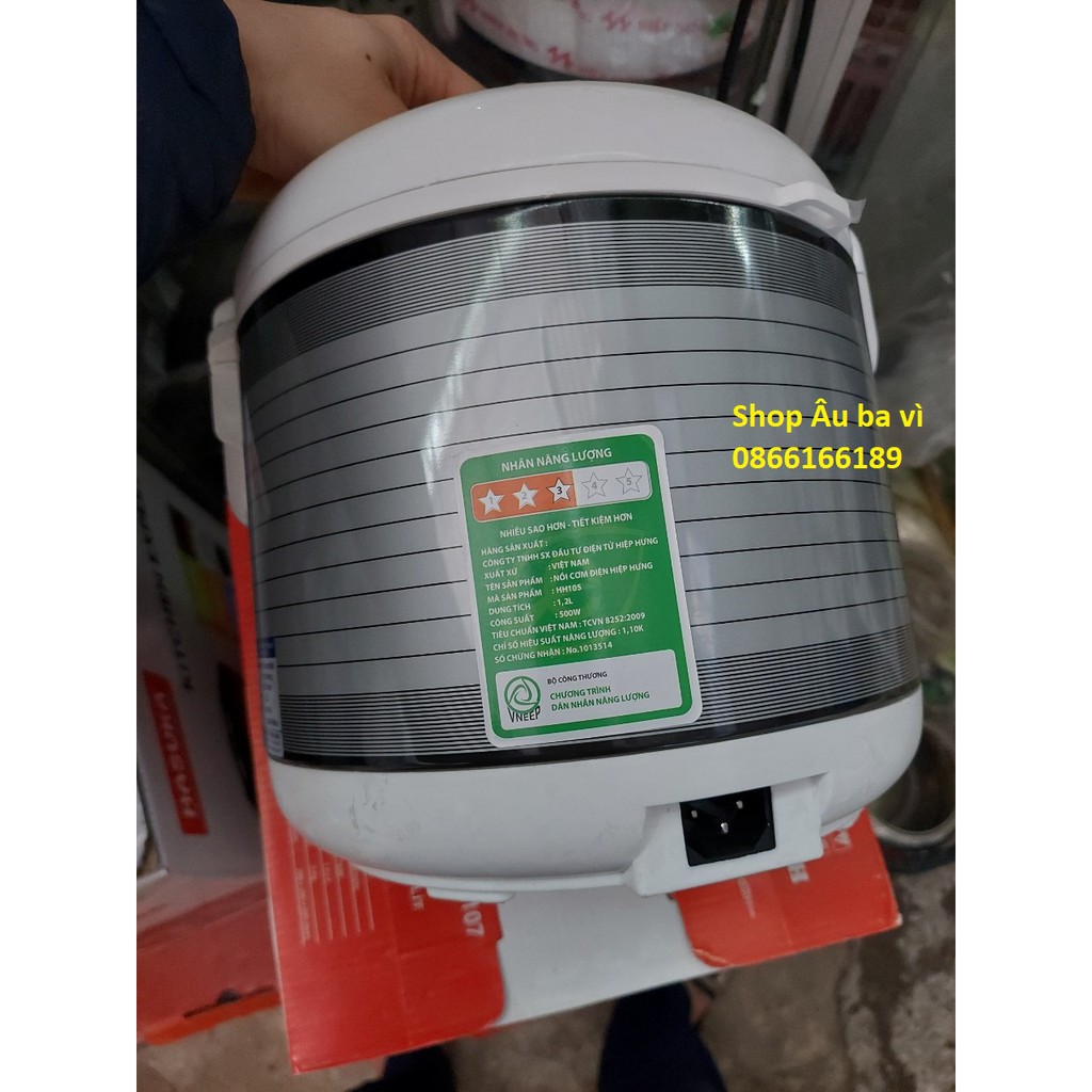 Nồi cơm điện Hiệp Hưng - việt nam SX - HH105 thể tích 1,2l - siêu bền - lõi nhôm lên khi sự dụng rất an toàn anh chị ạ