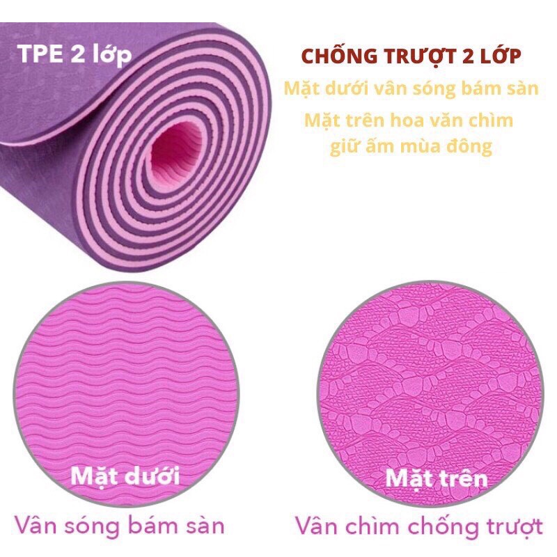 Thảm TPE 6mm 2 Lớp Tập Gym Yoga Cao Cấp