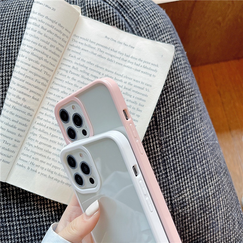 For iphone 14 pro max Ốp Điện Thoại TPU Mềm Trong Suốt Siêu Mỏng Viền Màu Đơn Giản Dành Cho for  IPhone 13 12 11 Pro XS XR 8 7 Plus
