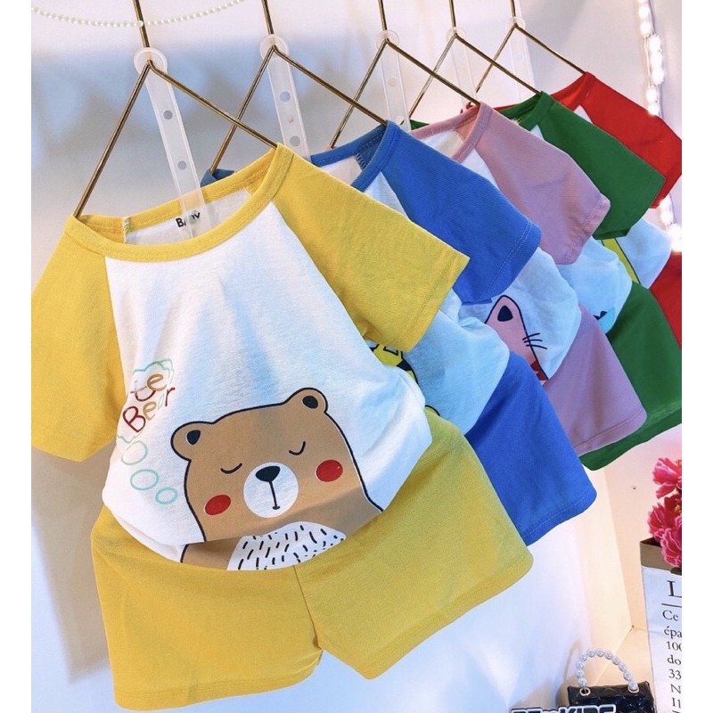 Bộ cộc bé trai bé gái ❤️ freeship ❤️ set bộ cotton raglan dễ thương cho bé - just kids