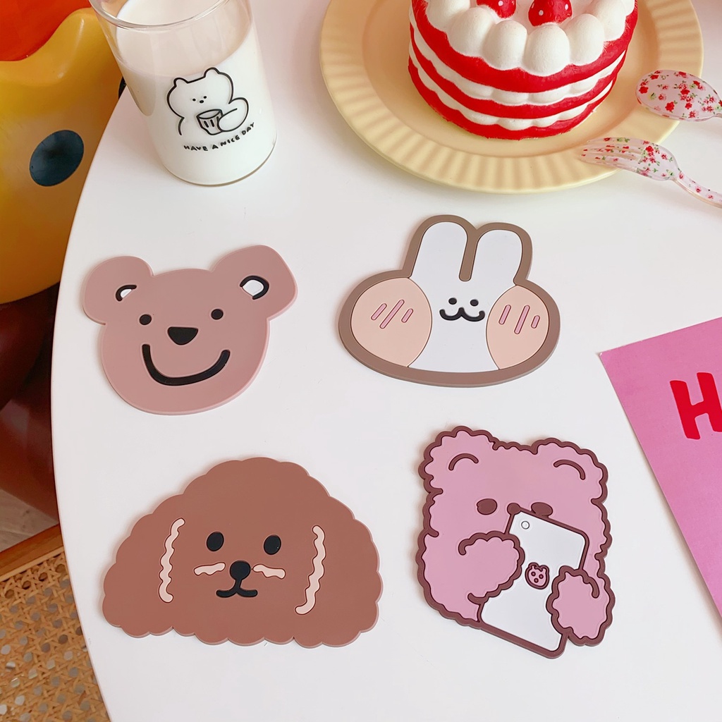 Đế Lót Ly Mini Chống Trượt Thiết Kế Hoạt Hình Dễ Thương