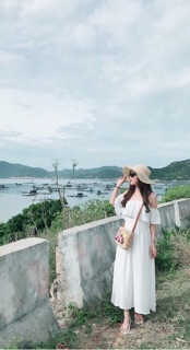 Đầm maxi trắng trễ vai(Hàng Thiết Kế)