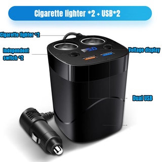 Cốc Sạc Nhanh 150W QC3.0 Cổng USB * 2 + Bật Lửa Thuốc Lá