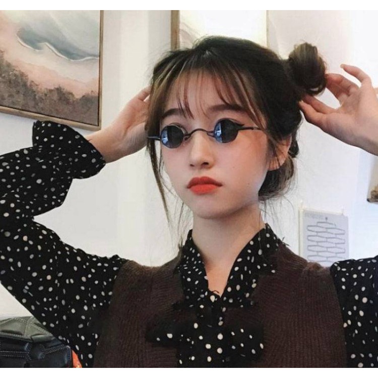 Kính Retro Mini Mát Gọng Tròn Bé Xinh Chống Bức Xạ Phong Cách Retro Cho Nam Và Nữ