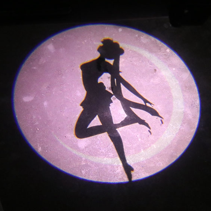 Set 2 Đèn Led Laser Không Dây Hình Hoạt Hình Pokemon Trang Trí Cửa Xe Hơi