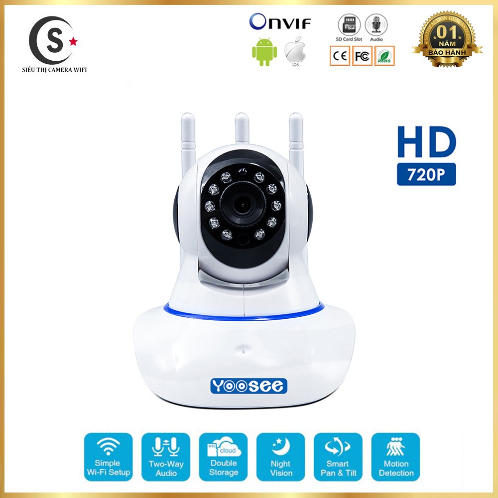 Camera Giám Sát Yoosee 3 Râu Wifi - Độ Phân Giải 720P, 1.0Mpx | BigBuy360 - bigbuy360.vn