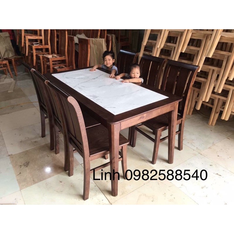 Bàn ghế ăn gỗ tự nhiên cho phòng bếp 4/6ghế-bàn 1m2/1m6