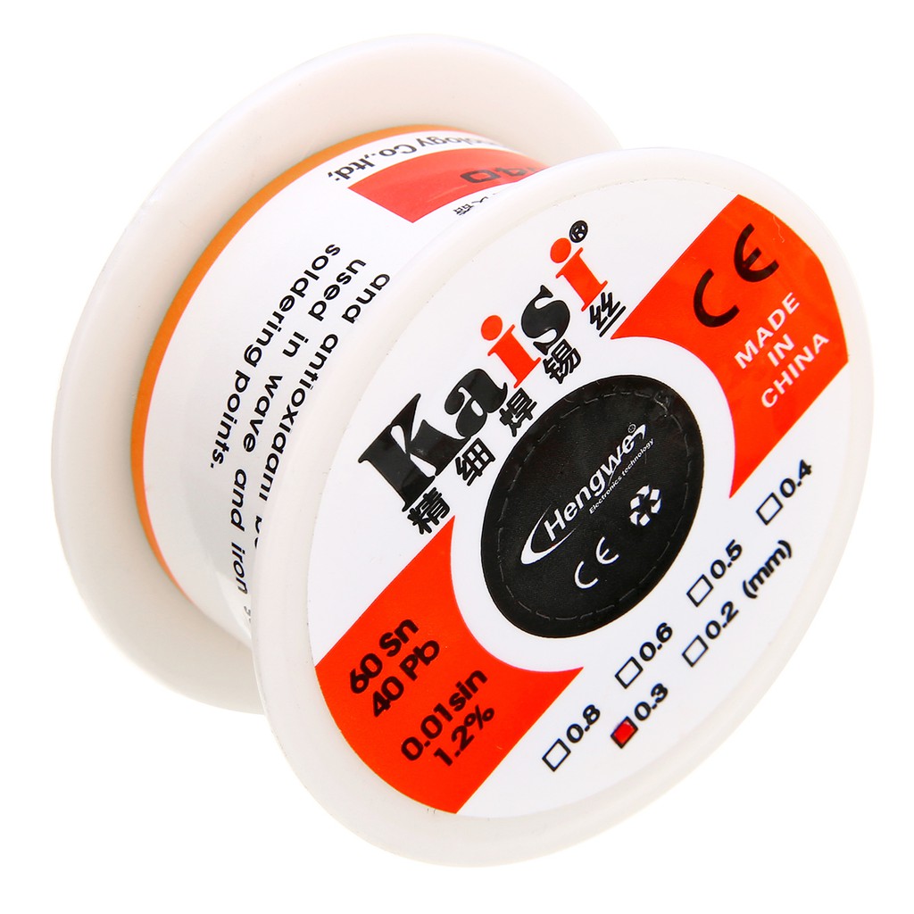 Cuộn Dây Hàn Thiếc 0.3mm 50G 60 / 40 Rosin Core Flux 1.2%