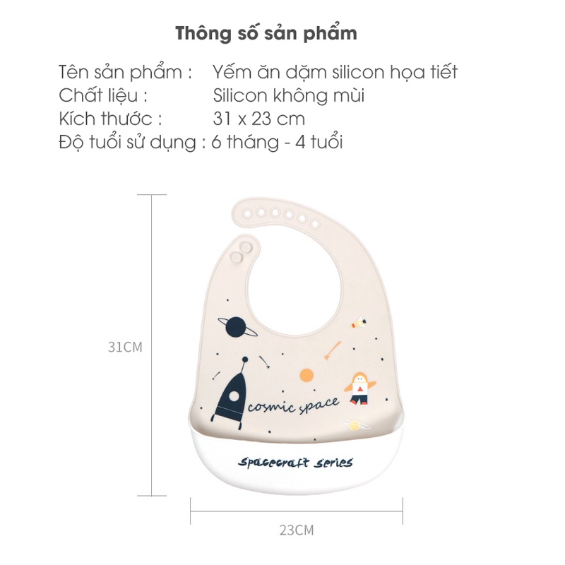 Yếm Ăn Dặm Cho Bé Silicon Có Máng  BLW Chất Liệu Mềm Dẻo Chống Thấm An Toàn Có Nấc Chỉnh Tiện Lợi BÔNG BI KIDS STORE