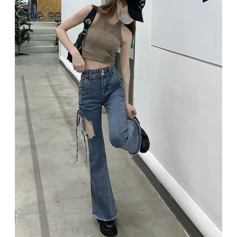 Quần jean    Quần jean nữ  Hàn Quốc   Phong cách   Cao eo   Quần jean thời trang