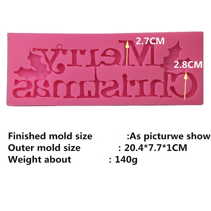 Khuôn rau câu 4D silicone Chữ Mery Christmas