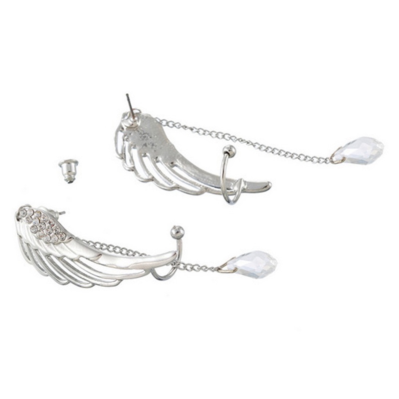 Khuyên Tai Dáng Dài Hình Cánh Thiên Thần Đính Đá Pha Lê Phong Cách Bohemian Mới