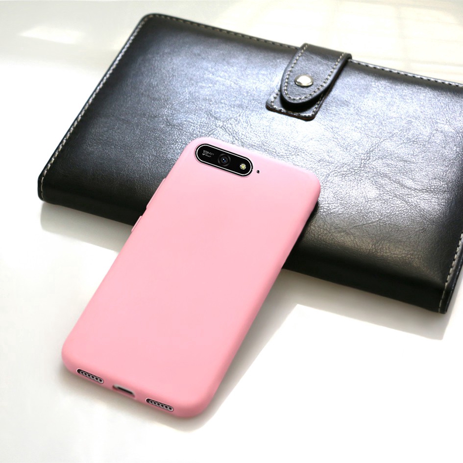 Ốp điện thoại TPU silicon mềm chống sốc màu trơn nhám cho Huawei Y6 2018 Y6 Y7 Pro Y9 Prime 2019
