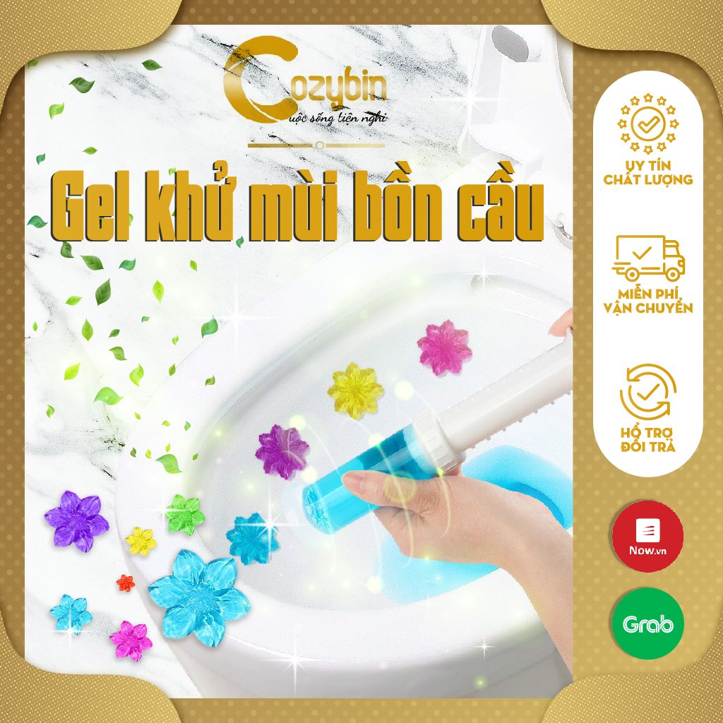 Gel khử mùi bồn cầu gel thơm khử trùng bồn cầu dạng thạch hình bông hoa với 7 mùi thơm cho toilet