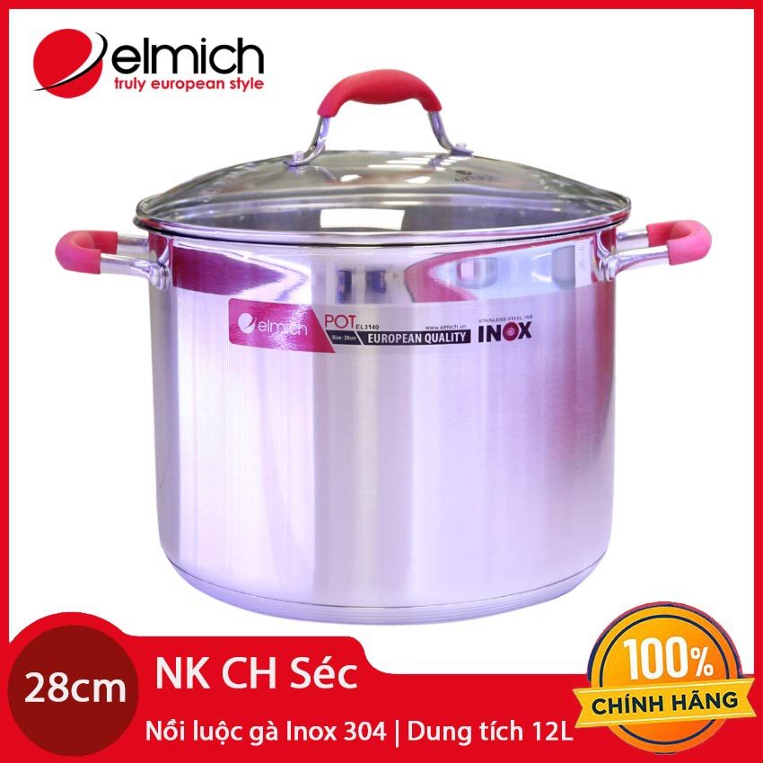 Nồi luộc gà inox Elmich EL-3140 đường kính 28cm dung tích 12L dùng bếp từ nhập khẩu CH Séc