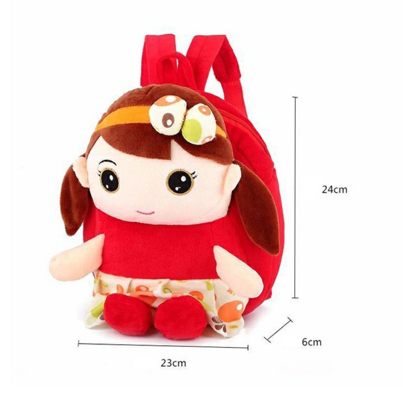 Balo gấu bông cho bé gái,balo mầm non 0_4t chất nhung mịn ,mẫu cô gái dễ thương đủ màu