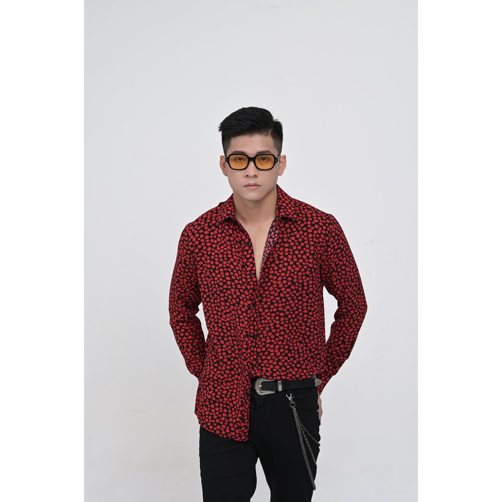 Áo sơ mi nam TouchMe Họa Tiết Hoa Đỏ chất lụa thoáng mát, cao cấp Monogram FD | Sản phẩm giá trải nghiệm