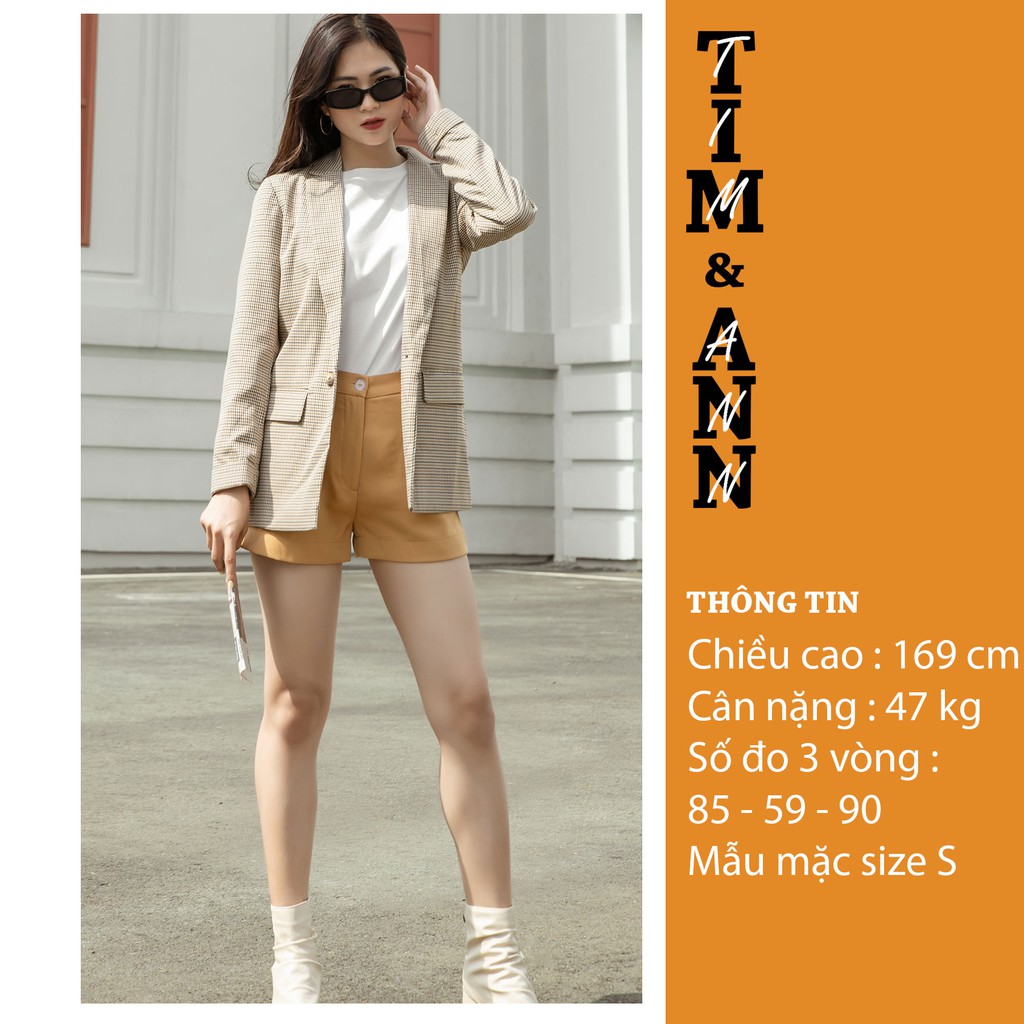 Áo Blazer Nữ Dáng Suông Caro Nâu 0102MT - Thời Trang Nữ Tim & Ann | BigBuy360 - bigbuy360.vn