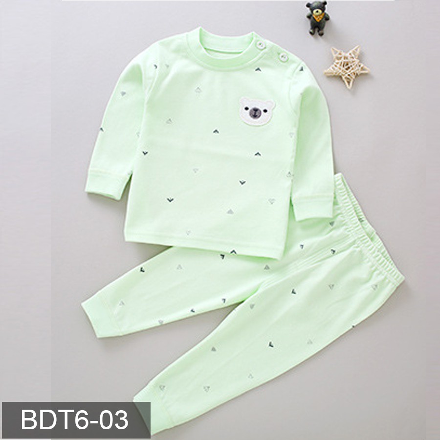 Bộ cotton dài tay thu đông cho bé Trai bé Gái Hàng Quảng Châu xuất Khẩu BDT06