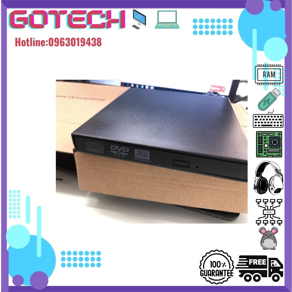 Combo Box DVD + Ổ Đĩa DVDROM Gắn Ngoài Giao Tiếp USB 2.0 - Ổ Đĩa Di Động Tiện Dụng | BigBuy360 - bigbuy360.vn