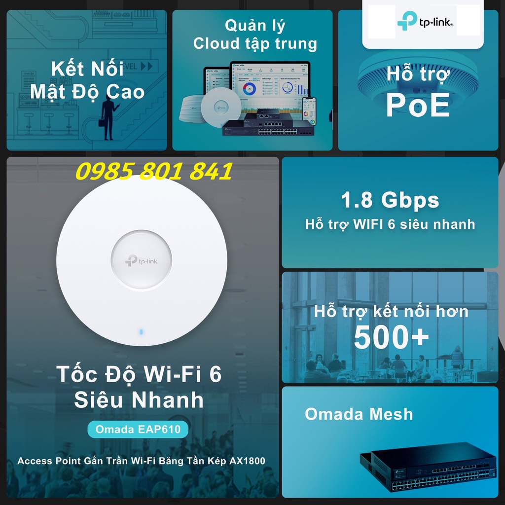 Thiết Bị Phát Sóng Wifi Access Point Gắn Trần TP-LINK EAP620 HD EAP610 Wifi 6 AX1800 Băng Tần Kép
