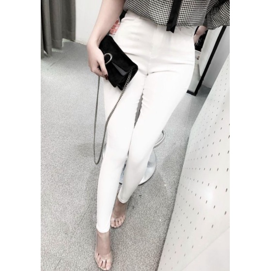 Quần tregging trắng trơn hàng QC