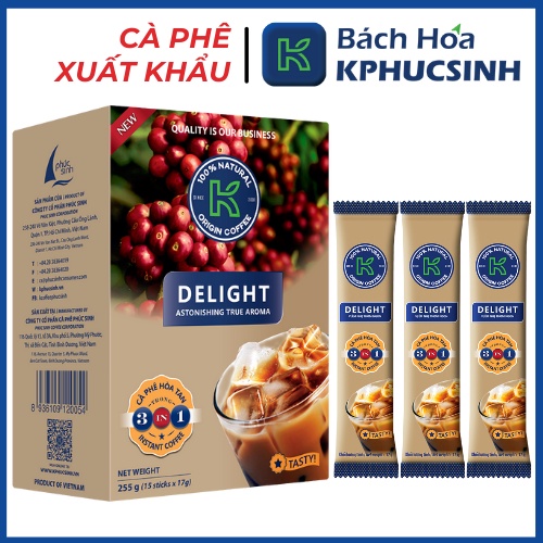Cà Phê Sữa Hòa Tan K Delight 3in1 255g (Hộp 15 gói x 17g) Thơm Ngon Đậm Vị - Thương Hiệu K Coffee | BigBuy360 - bigbuy360.vn