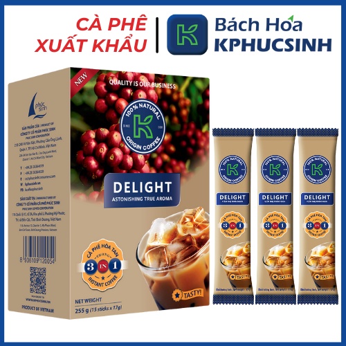 Cà phê sữa hòa tan k delight 3in1  225g/hộp Kphucsinh