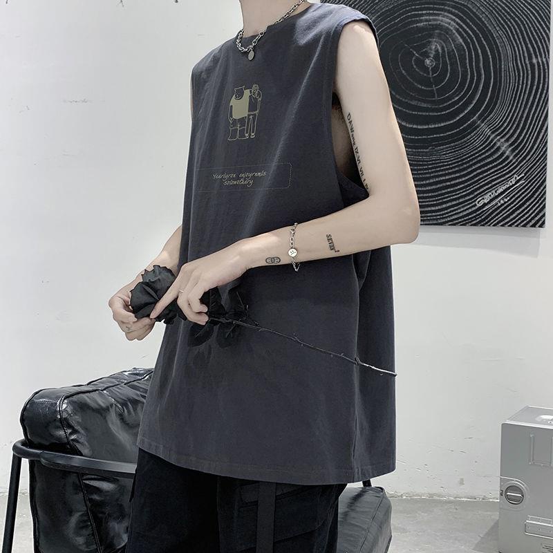 Áo Thun Ba Lỗ Dáng Rộng Bằng Vải Cotton Nguyên Chất Thời Trang Mùa Hè Dễ Phối Đồ Phong Cách Đường Phố Dành Cho Nam