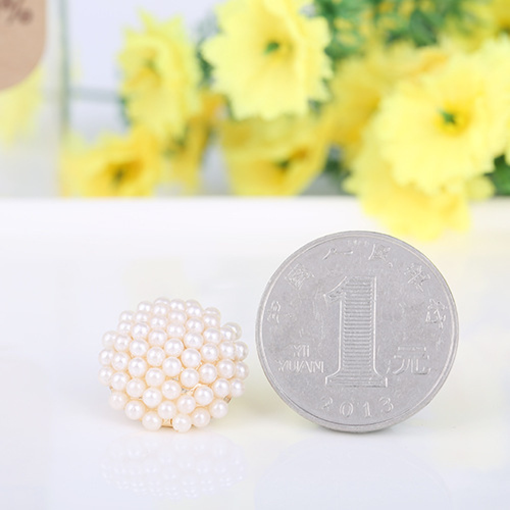 Khuyên kẹp vành tai đính ngọc trai nhân tạo hình tròn không xỏ lỗ cho nữ