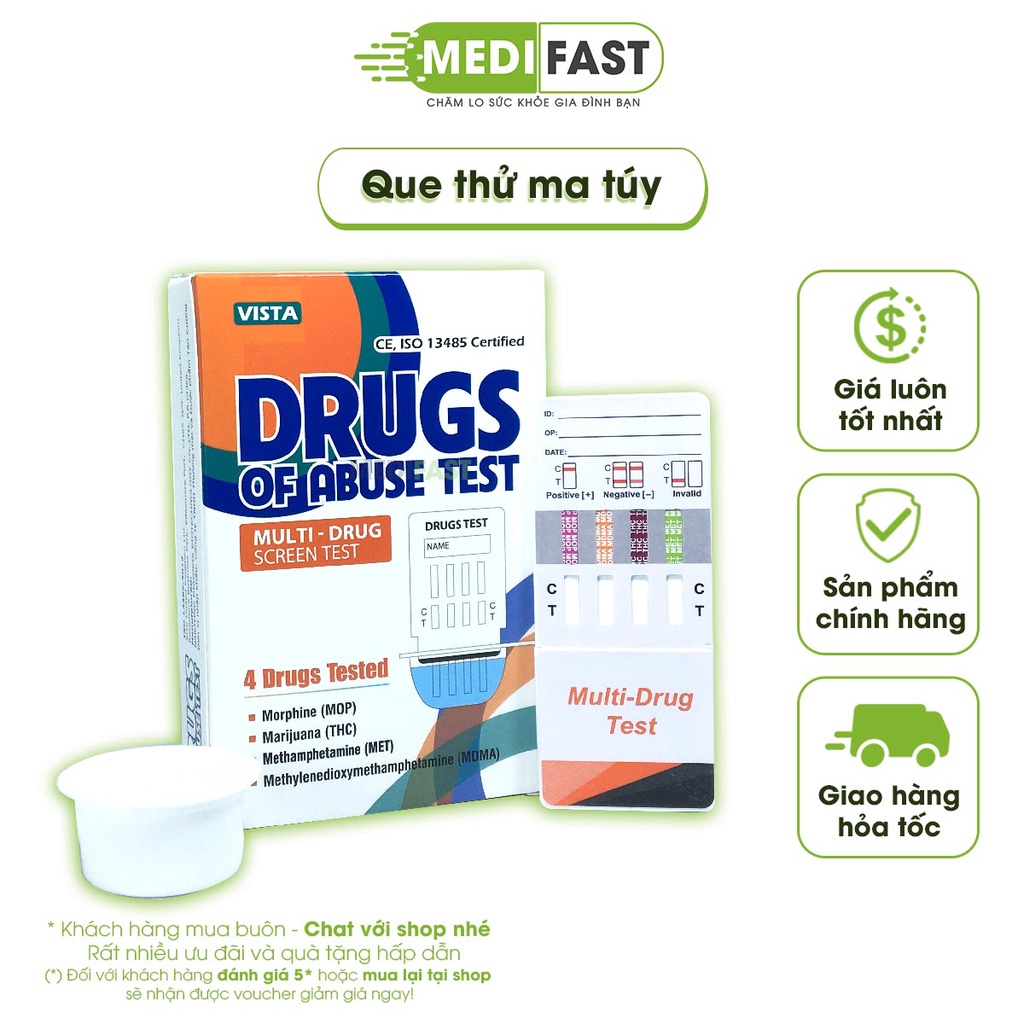 Que Thử Ma Túy Tổng Hợp - Que Thử 4 Chất Gây Nghiện - Test Thử Ma Túy Các Loại Drugs of Abuse test