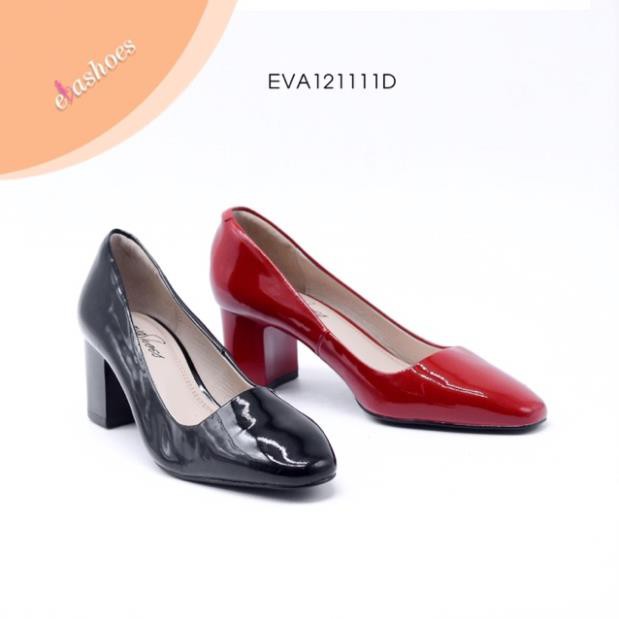 Giày Cao Gót Đế Vuông Da Bò 7cm Evashoes - Eva121111D(Màu Đen,Đỏ) c35