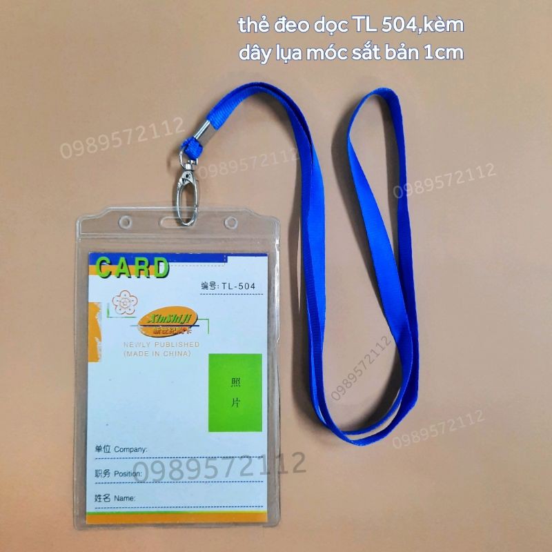 thẻ đeo dọc TL 504,kèm dây đeo móc sắt bản 1cm (combo)