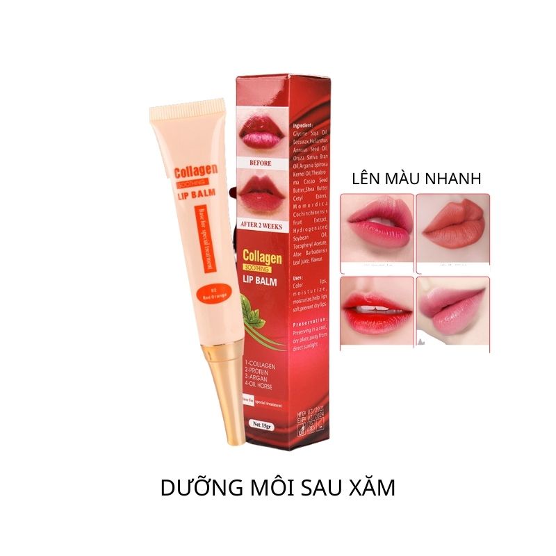 Dưỡng kích màu môi sau phun xăm Colagen dạng tuýt made in USA Cao cấp (15g )