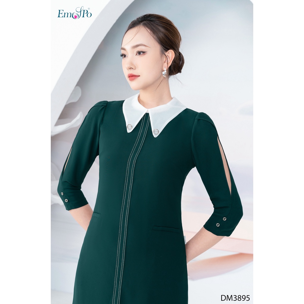 Đầm suông cổ phối vảI, tay sẻ Emspo DM3895