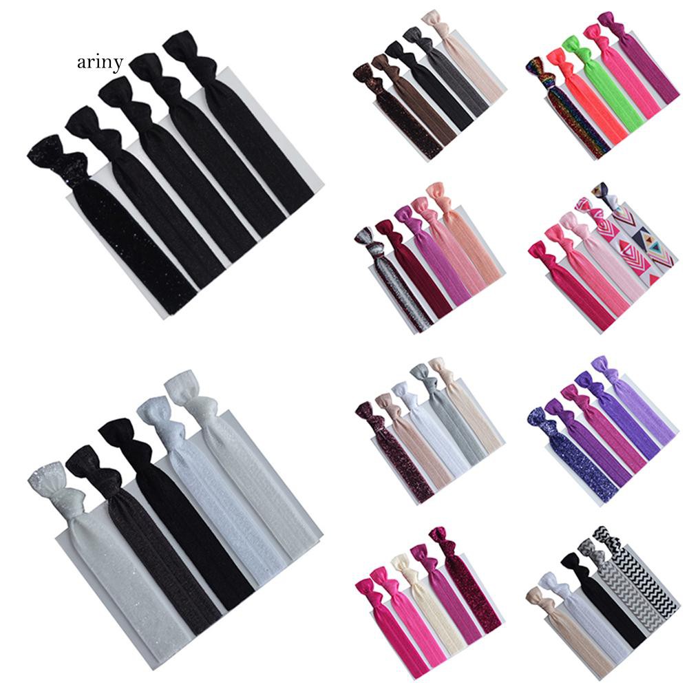 ★Set 5 Dây Cột Tóc Co Giãn Nhiều Màu Sắc Thời Trang Cho Nữ Giá Đỡ