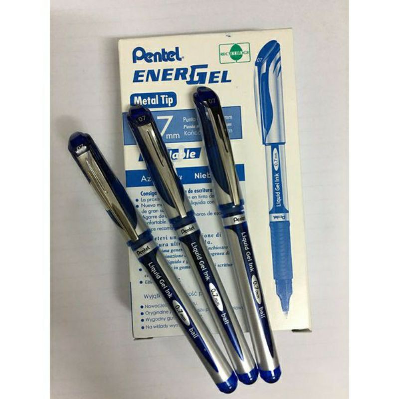 Bút kim ký Pentel BL57 Mực xanh nét 0.7mm, Bút mực nước ký nhật xịn thay ngòi được