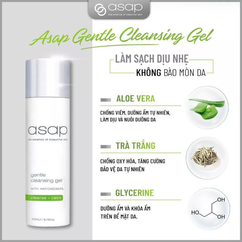 Sữa Rửa Mặt Asap Gentle Cleasing Gel Da Thường, Nhạy Cảm